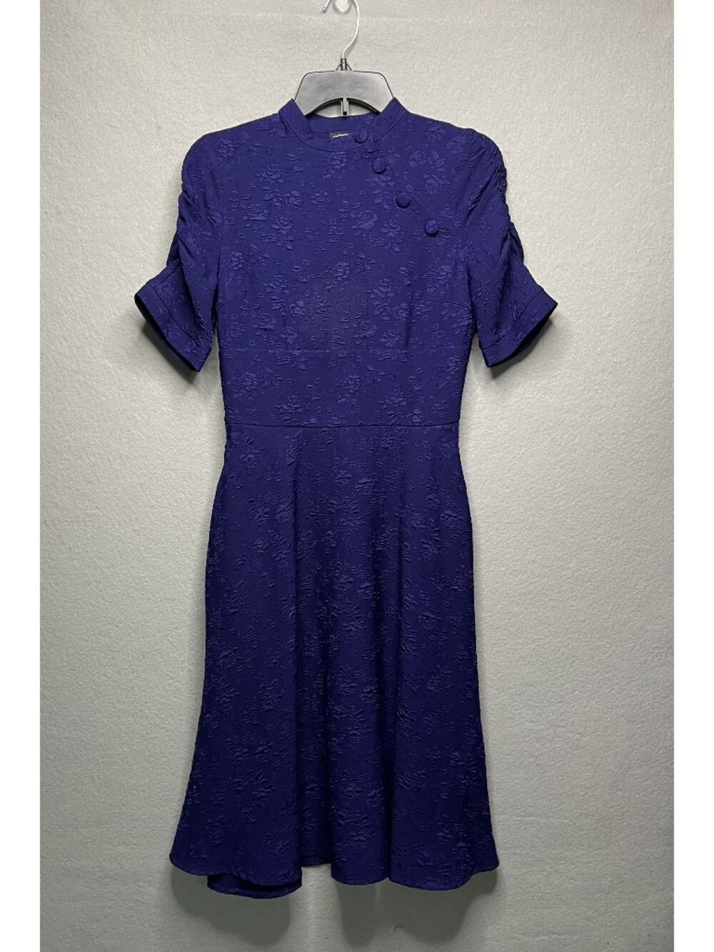 Voodoo Vixen Womens Purple Jacquard Short Sleeve Midi Dress Size Small
